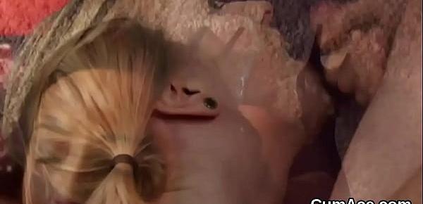  Peculiar doll gets jizz shot on her face swallowing all the charge